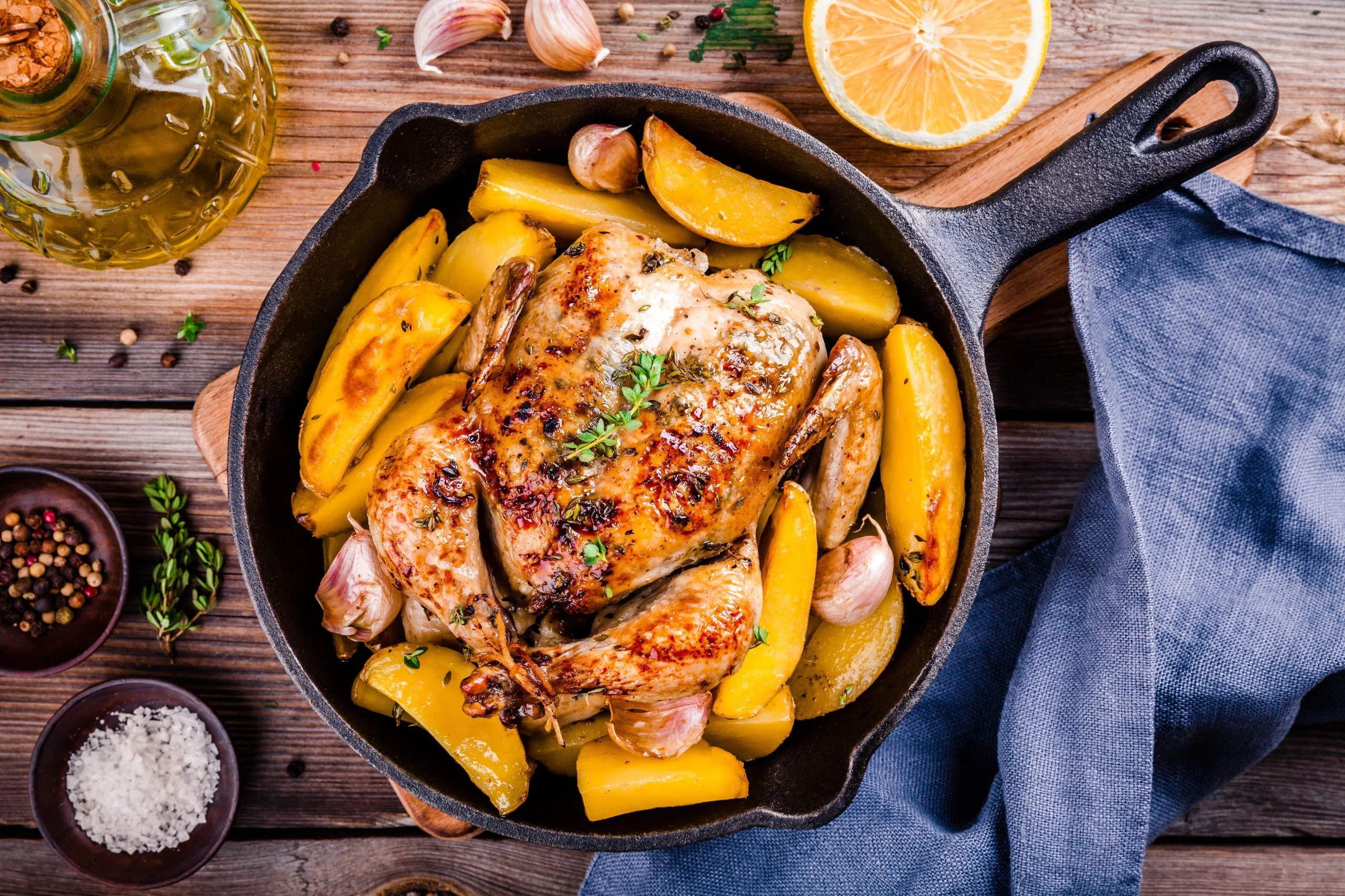 Lemon & Herb Whole Roast Chicken with Potatoes