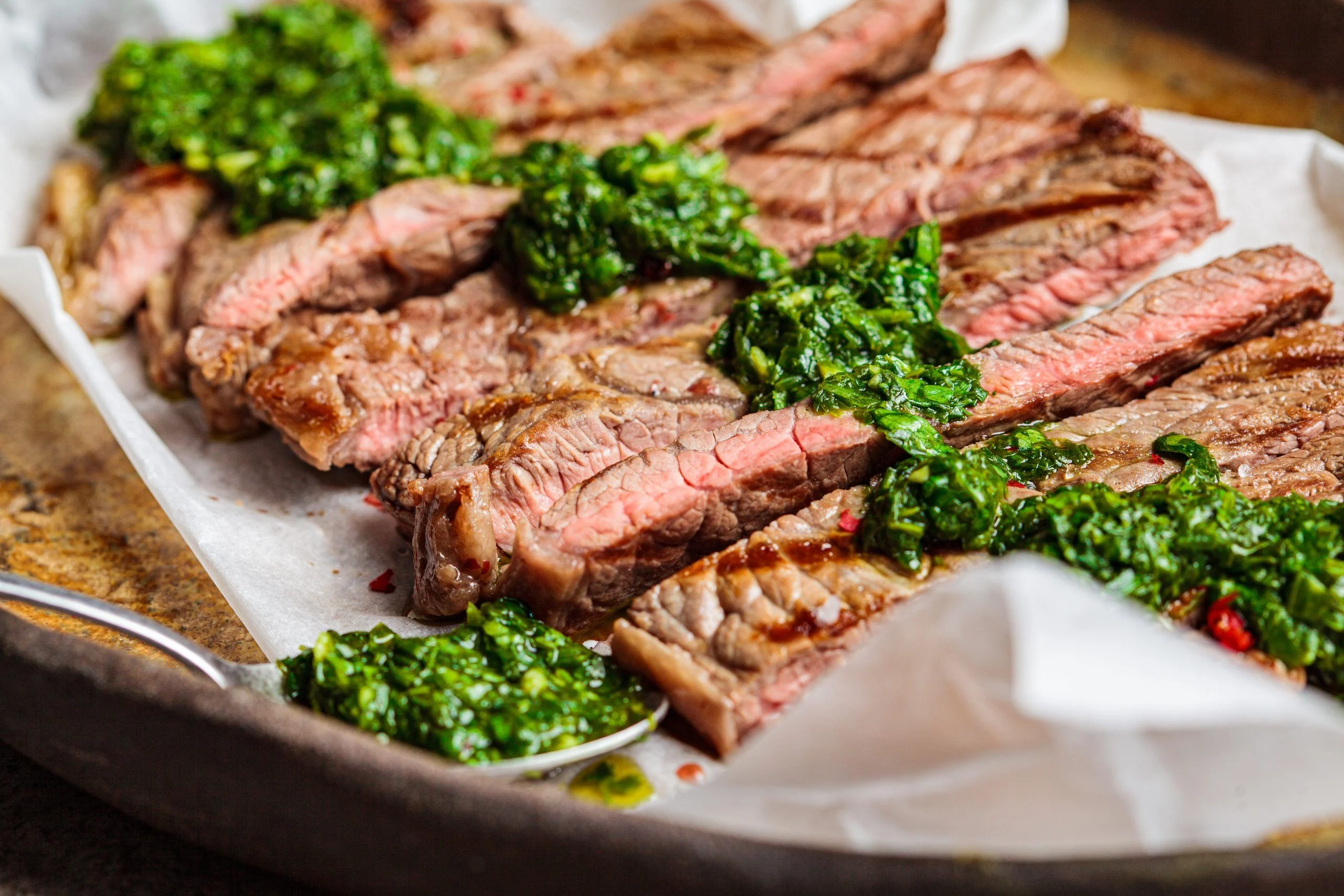 Lean Steak with Healthy Pistachio Pesto